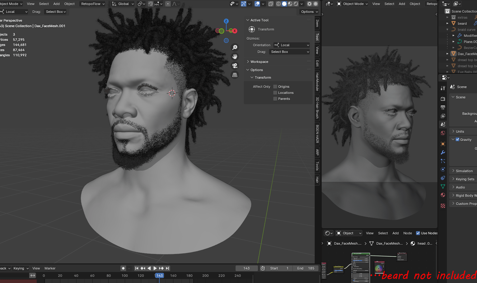 PixelHair ready-made iconic J.cole dreads 3D hairstyle in Blender using hair particle system