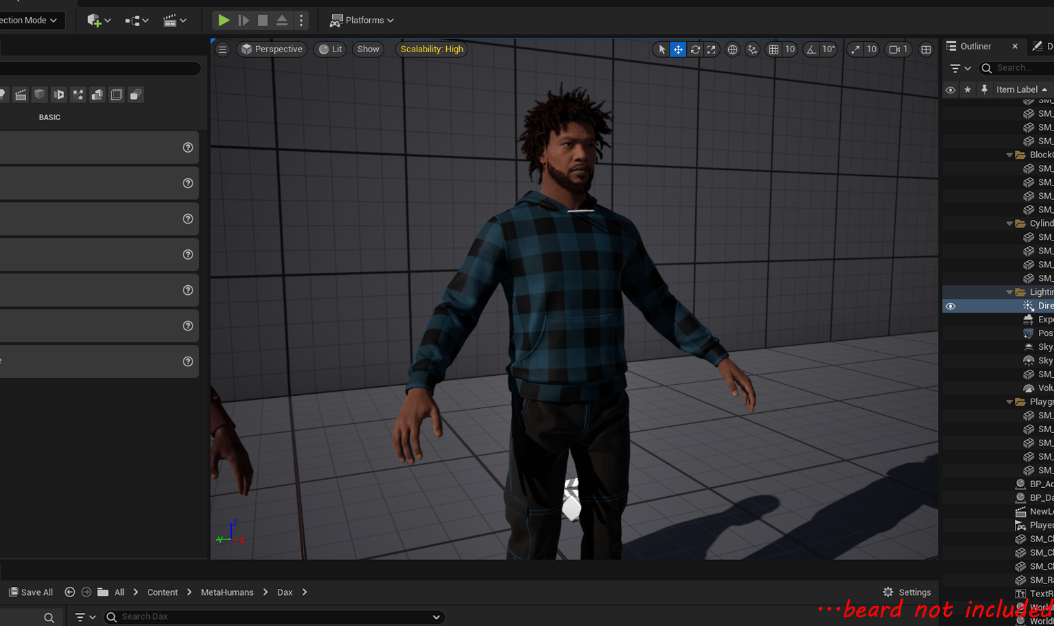 PixelHair ready-made Iconic j.cole dreads 3d hairstyle on a metahuman in Unreal Engine 5