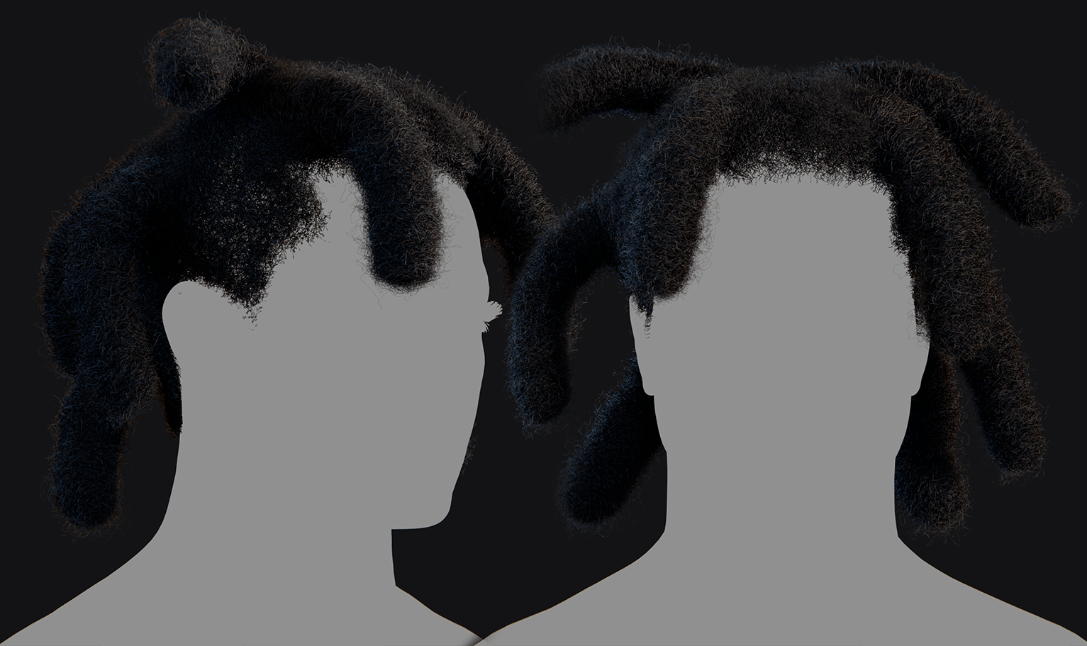 PixelHair ready-made iconic Kodak thick black dreads 3D hairstyle in Blender using hair particle system