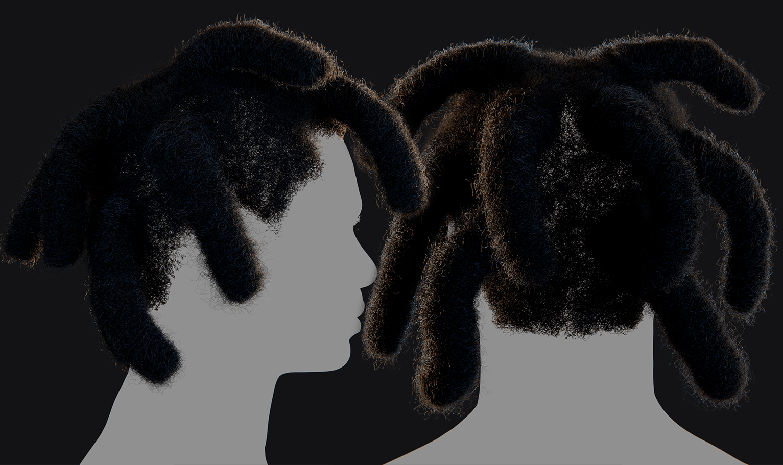 PixelHair ready-made iconic Kodak thick black dreads 3D hairstyle in Blender using hair particle system