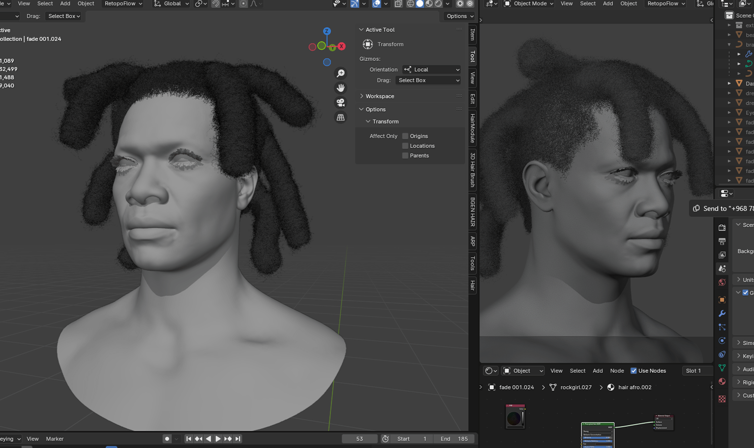 PixelHair ready-made iconic Kodak thick black dreads 3D hairstyle in Blender using hair particle system