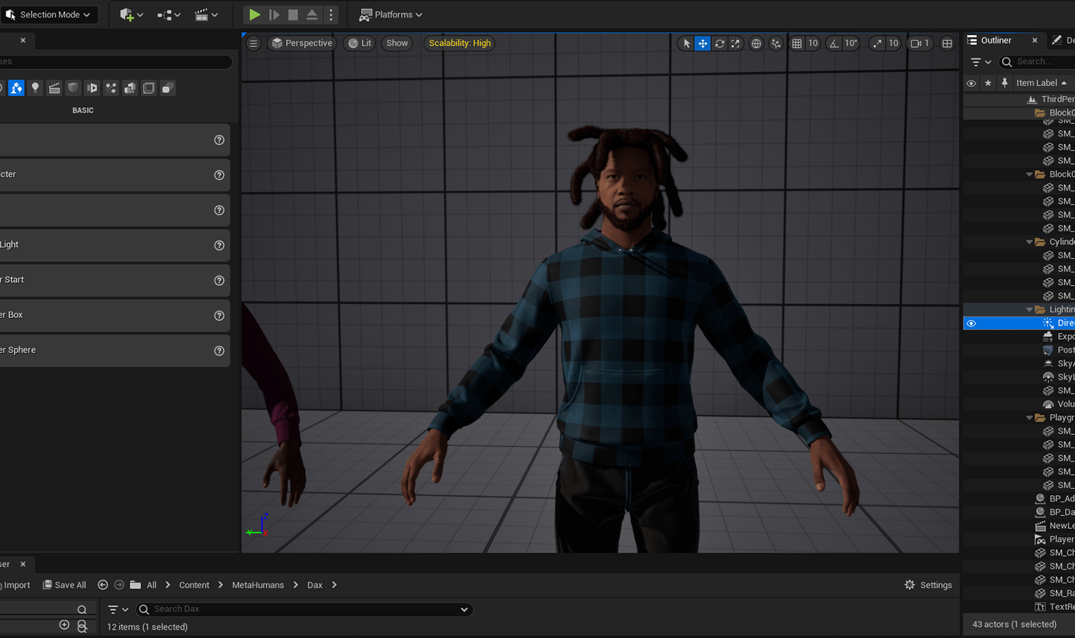 PixelHair ready-made Kodak black thick dreads 3d hairstyle on a metahuman in Unreal Engine 5