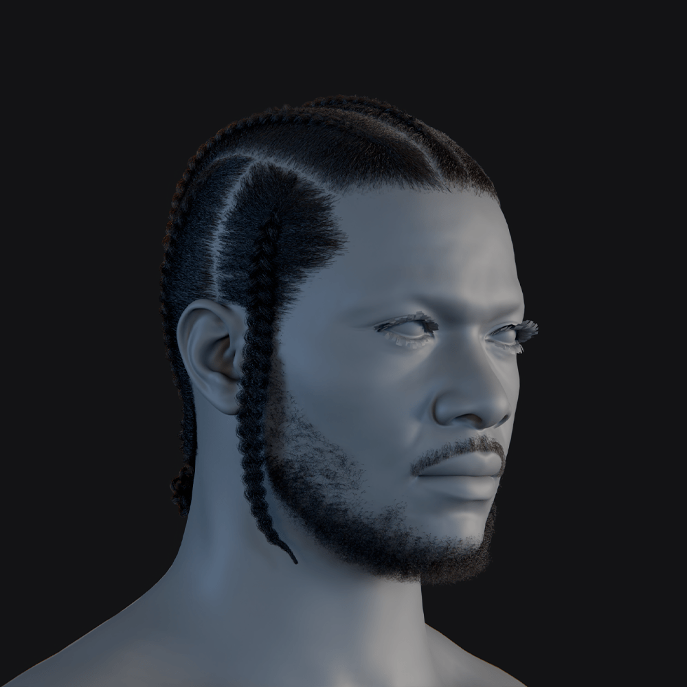 Pixelhair ready-made 3d hairstyle of kendrick lamar braids in blender