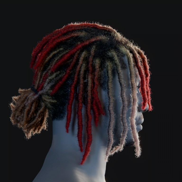 PixelHair ready-made 3D Lil Pump dreads hairstyle in Blender using hair particle system