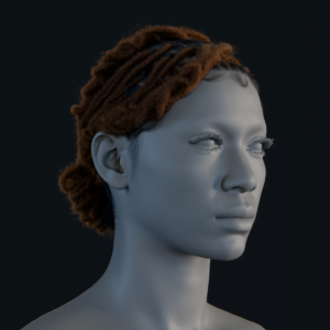 PixelHair ready-made 3D hairstyle of Halle Bailey Bun Dreads in Blender