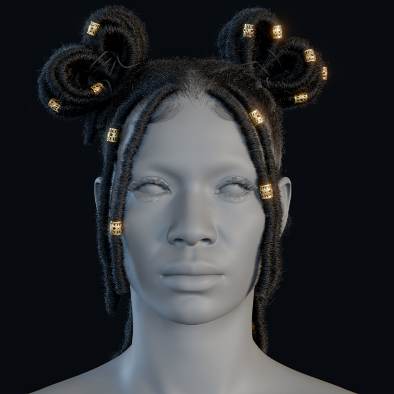 PixelHair ready-made 3D Dreads (Heart bun) hairstyle in Blender