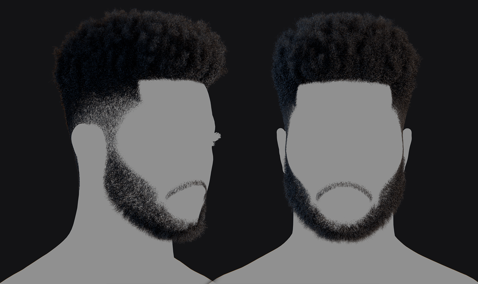 PixelHair ready-made 3D hairstyle of Khalid Afro Fade in Blender