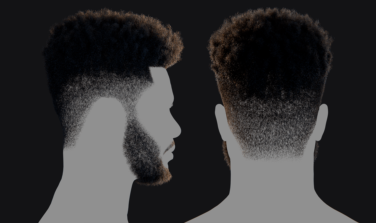 PixelHair ready-made 3D hairstyle of Khalid Afro Fade in Blender