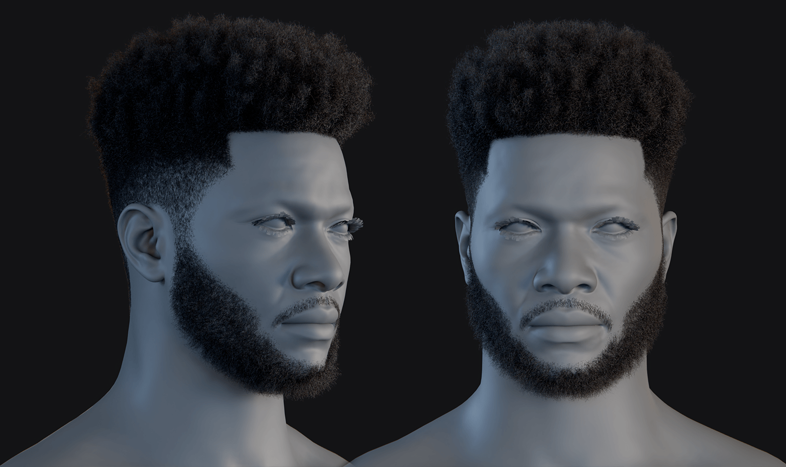 PixelHair ready-made 3D hairstyle of Khalid Afro Fade in Blender