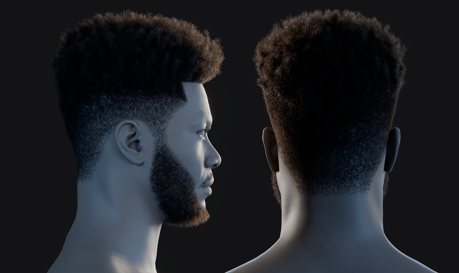 PixelHair ready-made 3D hairstyle of Khalid Afro Fade in Blender