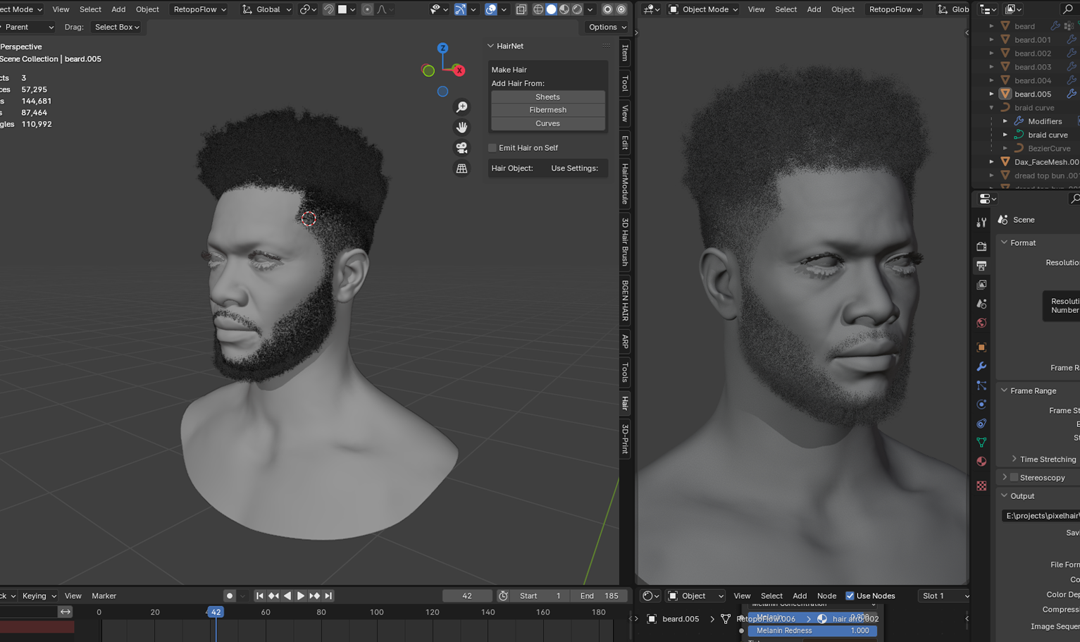 PixelHair ready-made 3D hairstyle of Khalid Afro Fade in Blender