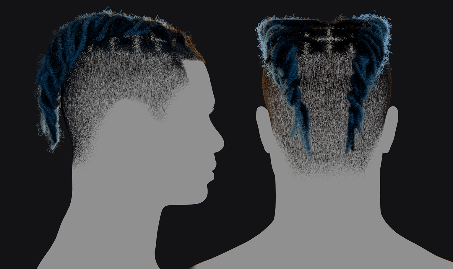 PixelHair ready-made 3D hairstyle of XXXtentacion Dreads in Blender