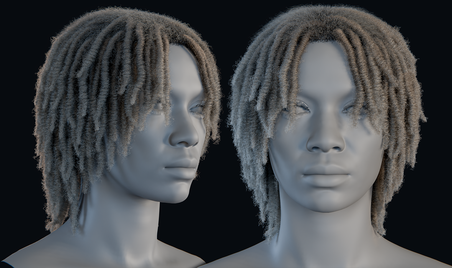 PixelHair ready-made 3D Dreads hairstyle in Blender