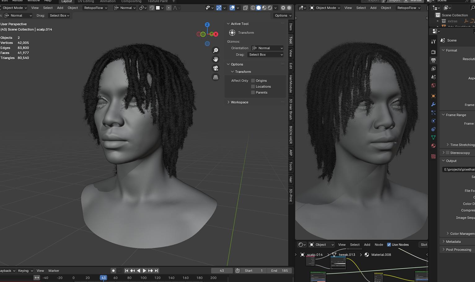 PixelHair ready-made 3D Dreads hairstyle in Blender