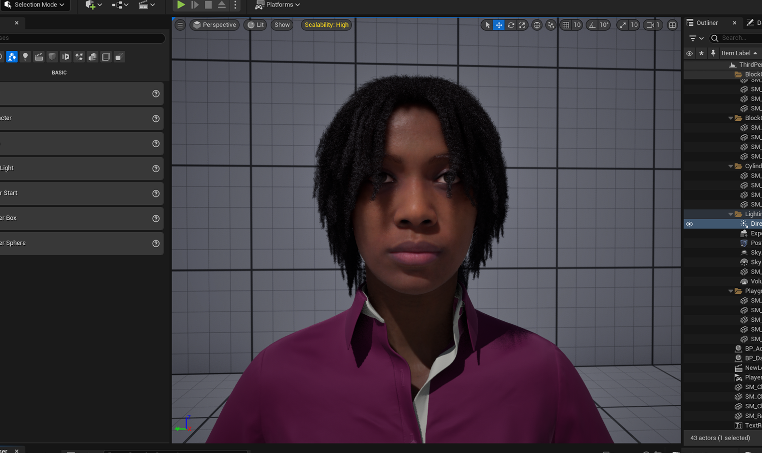 PixelHair ready-made 3D Dreads hairstyle on a metahuman in Unreal Engine