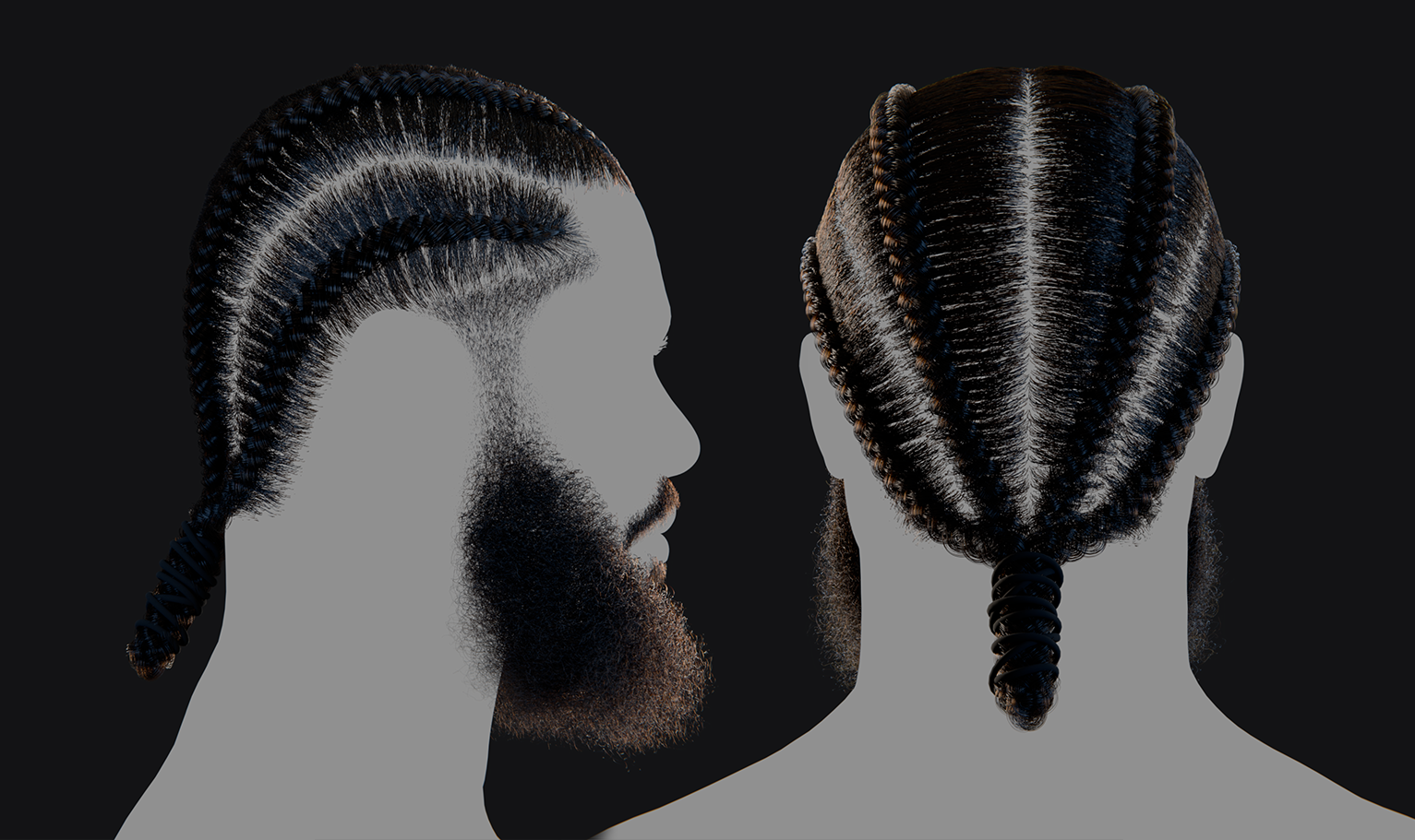 PixelHair ready-made 3D hairstyle of Nipsey Hussle Braids in Blender