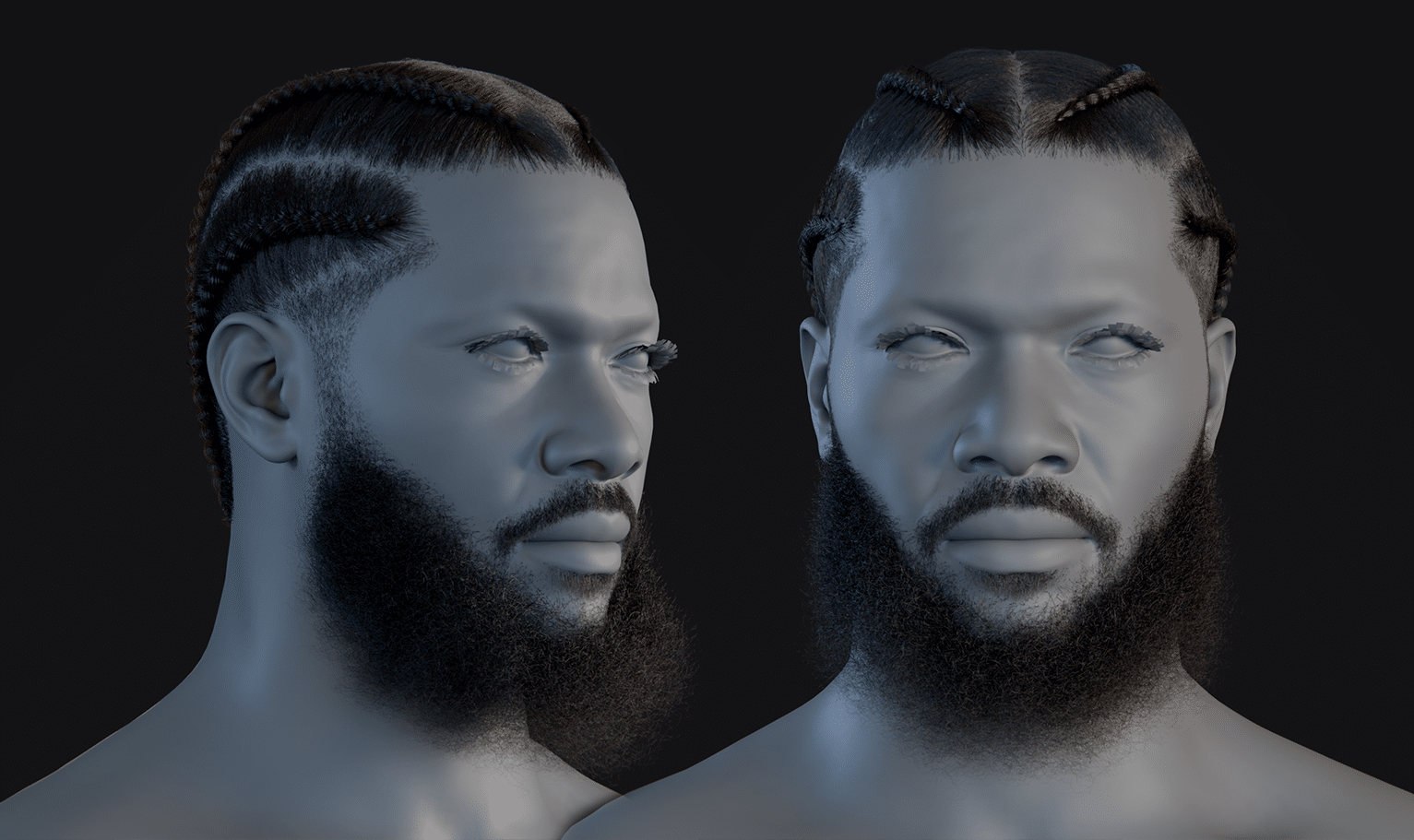 PixelHair ready-made 3D hairstyle of Nipsey Hussle Braids in Blender