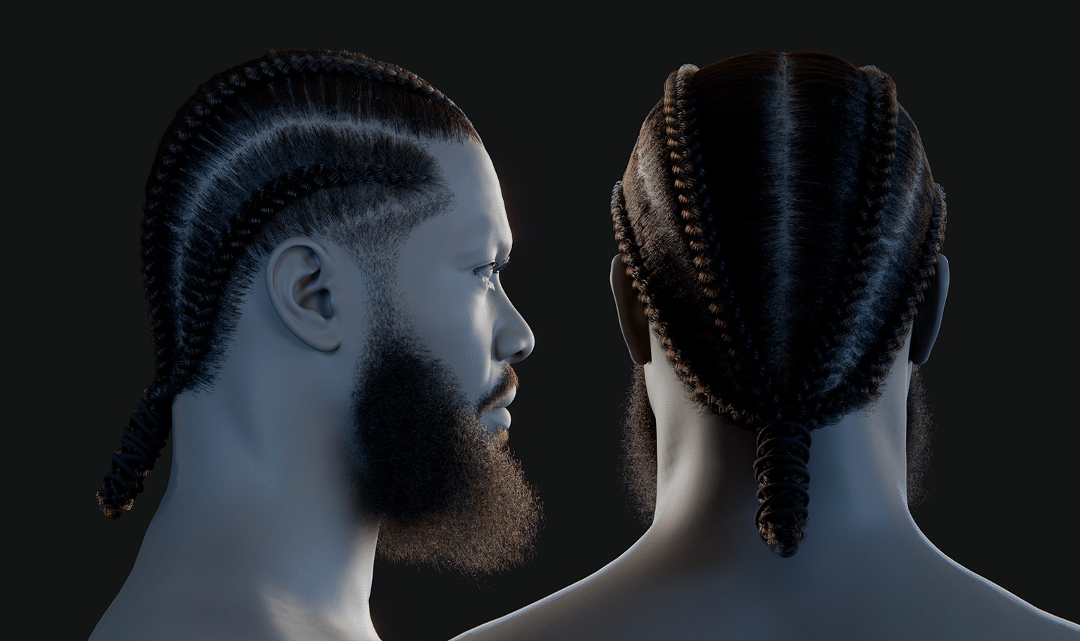 PixelHair ready-made 3D hairstyle of Nipsey Hussle Braids in Blender