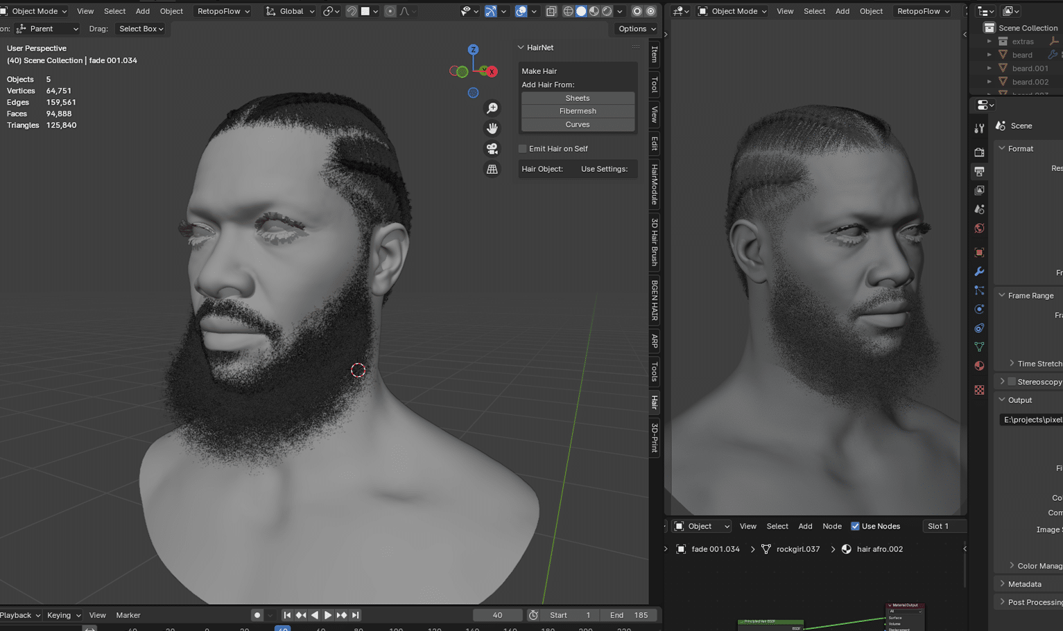 PixelHair ready-made 3D hairstyle of Nipsey Hussle Braids in Blender