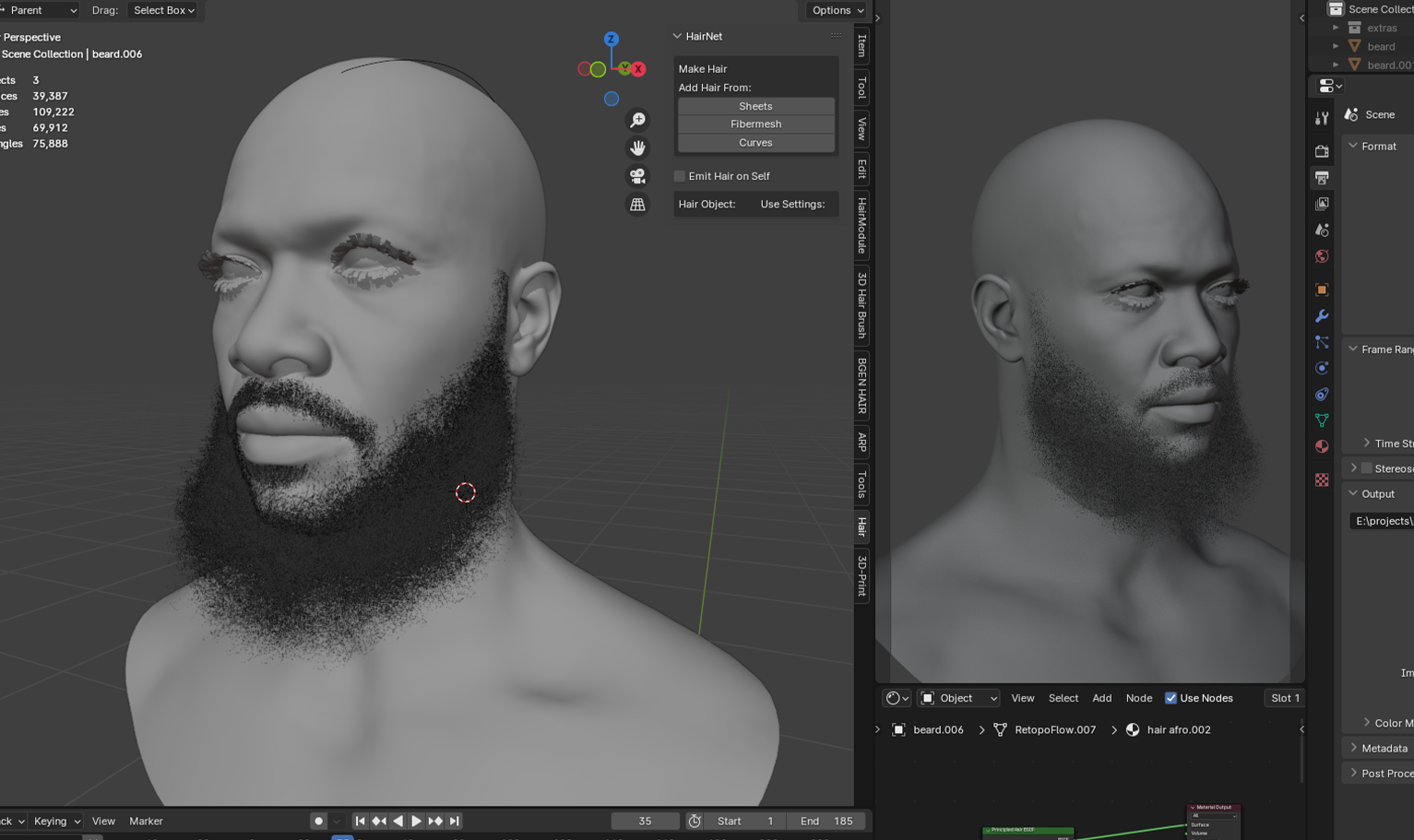 PixelHair ready-made 3D hairstyle of Nipsey Hussle Beard in Blender