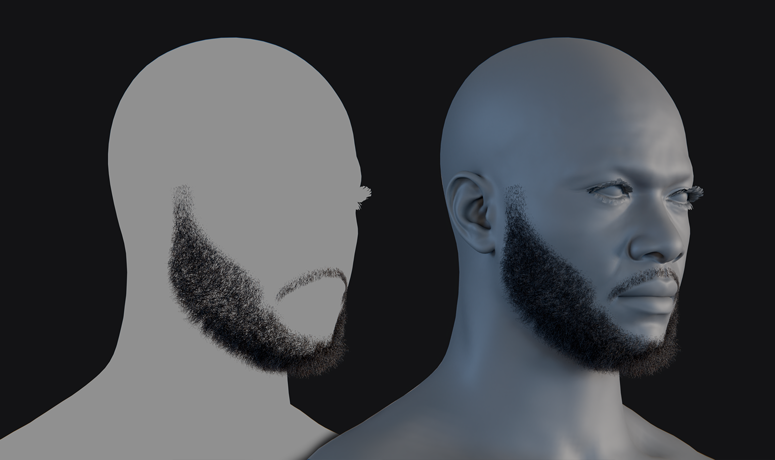 PixelHair ready-made 3D Beard of Khalid in Blender