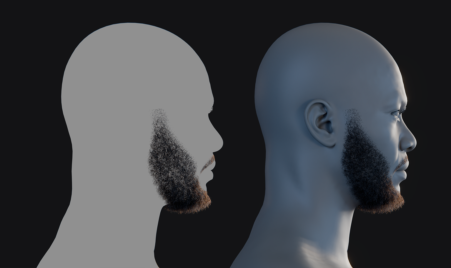 PixelHair ready-made 3D Beard of Khalid in Blender