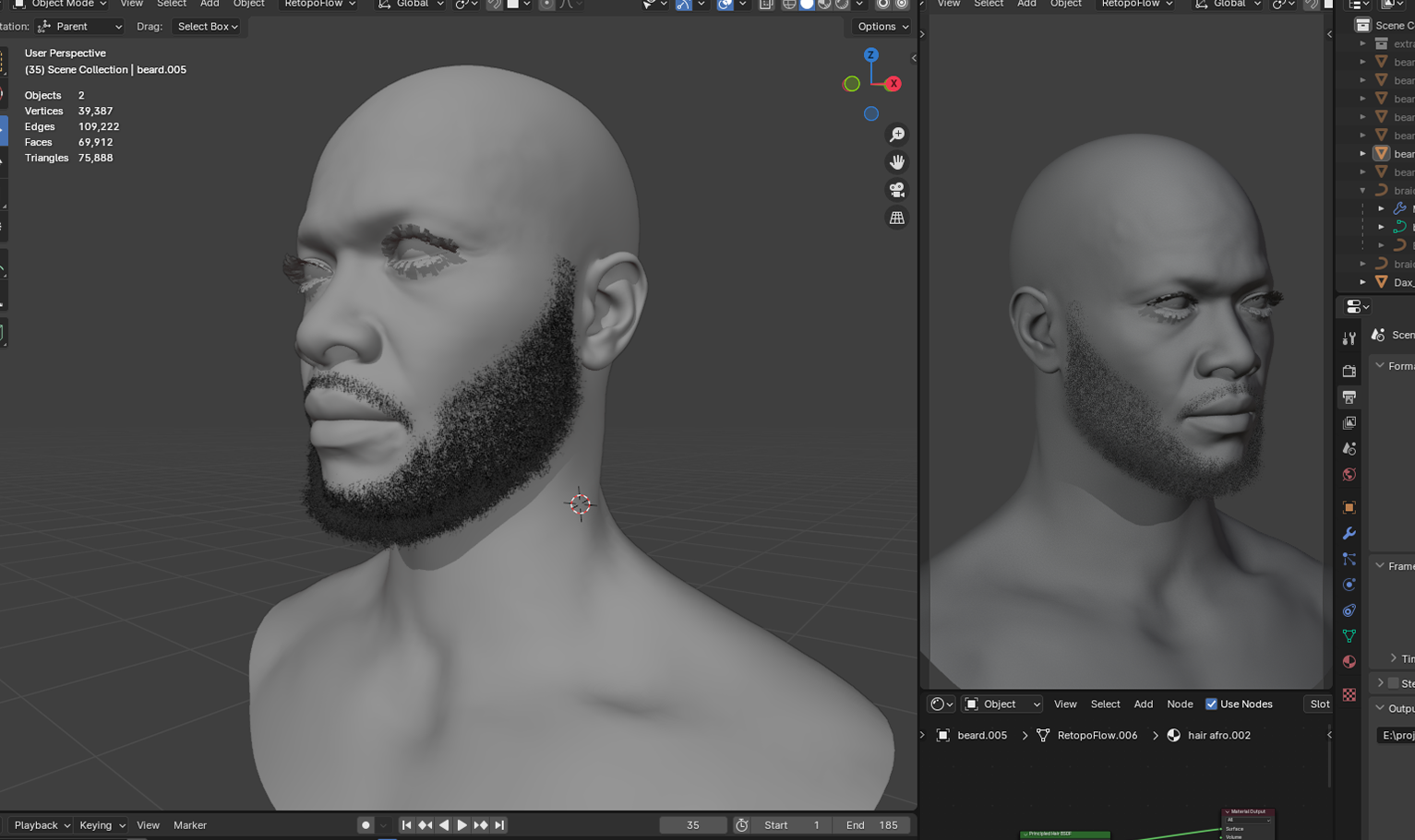 PixelHair ready-made 3D Beard of Khalid in Blender