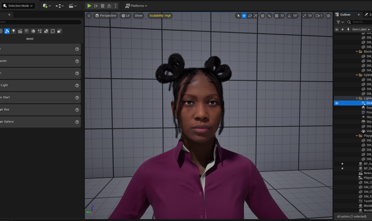 PixelHair ready-made 3D Dreads hairstyle (heart bun) on a metahuman in Unreal Engine