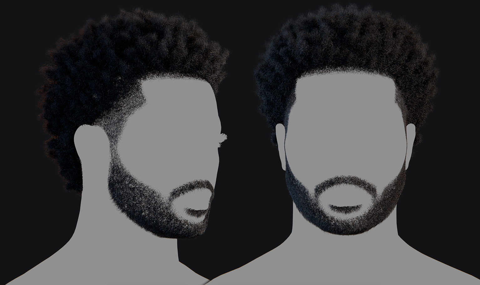 PixelHair ready-made 3D hairstyle of Big Sean Afro Fade in Blender