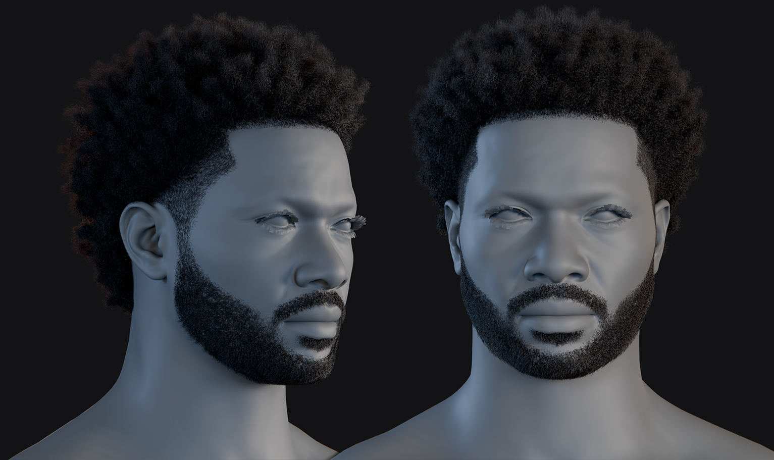 PixelHair ready-made 3D hairstyle of Big Sean Afro Fade in Blender