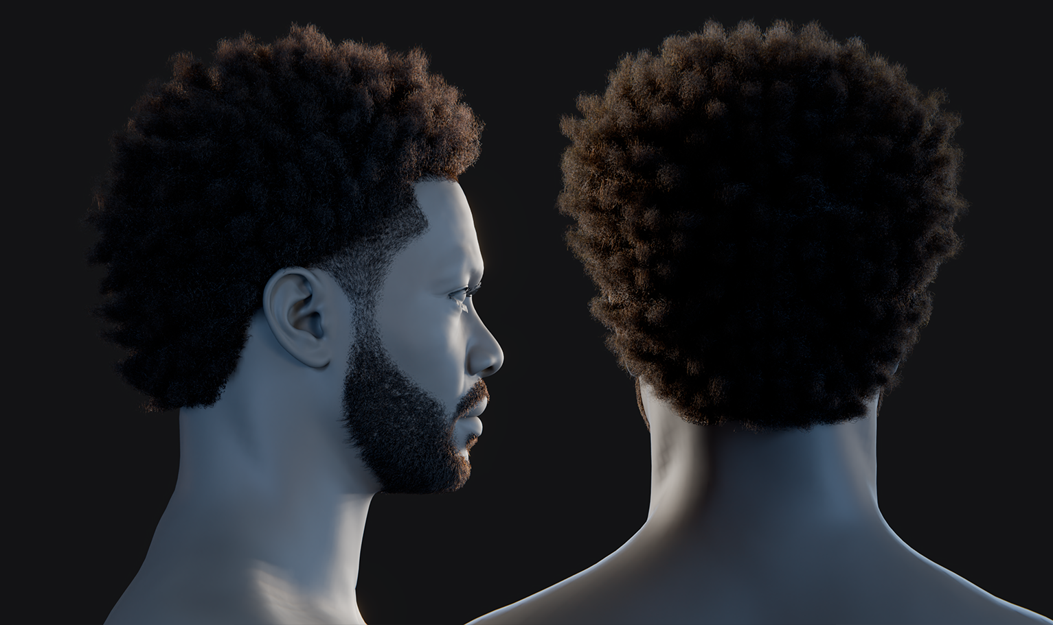 PixelHair ready-made 3D hairstyle of Big Sean Afro Fade in Blender