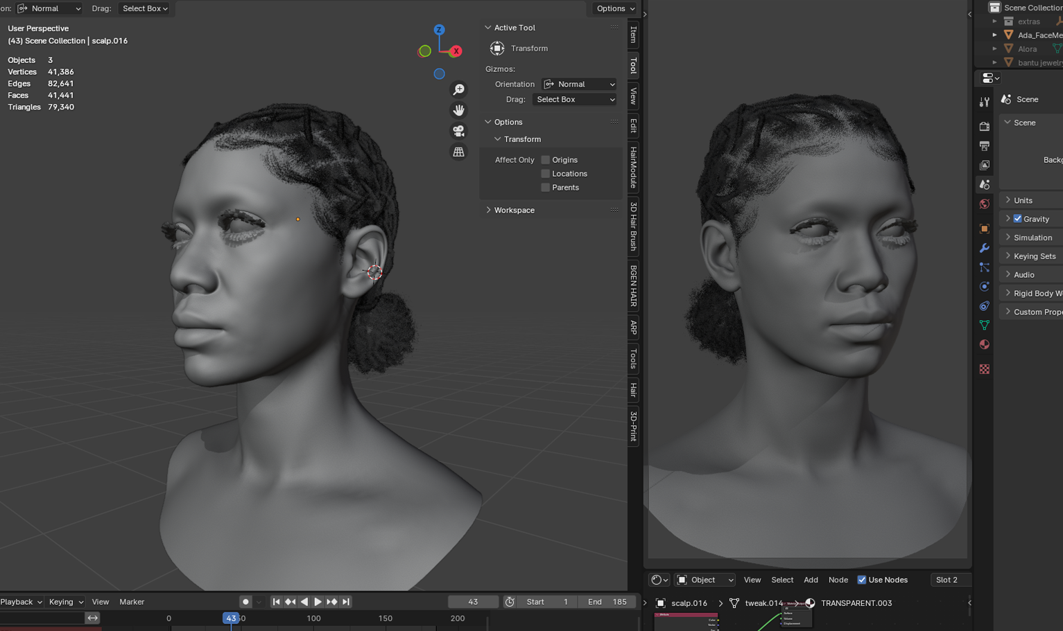 PixelHair ready-made 3D Dreads curly pigtail bun Hairstyle in Blender