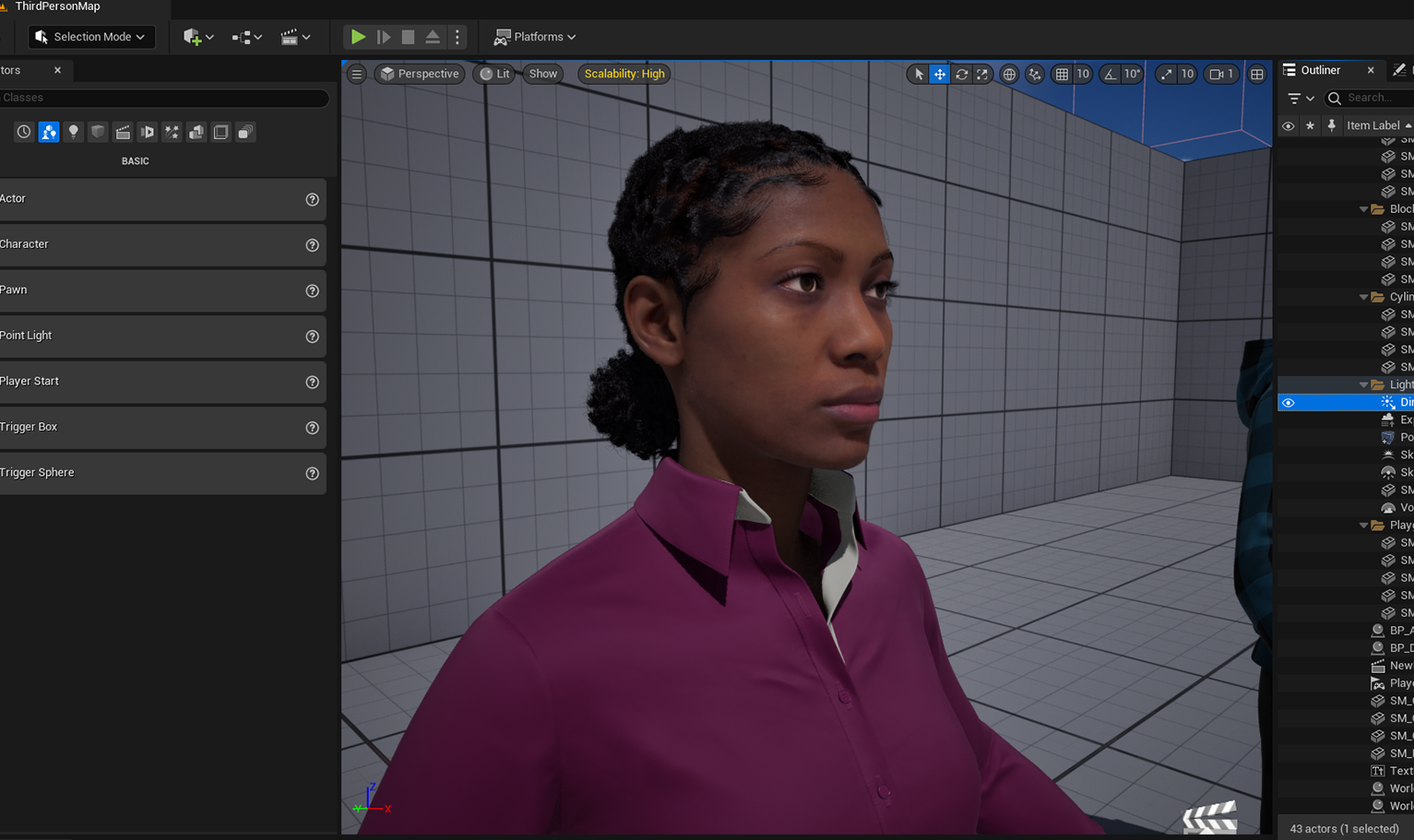 PixelHair ready-made 3D Dreads curly pigtail bun Hairstyle on a metahuman in Unreal Engine