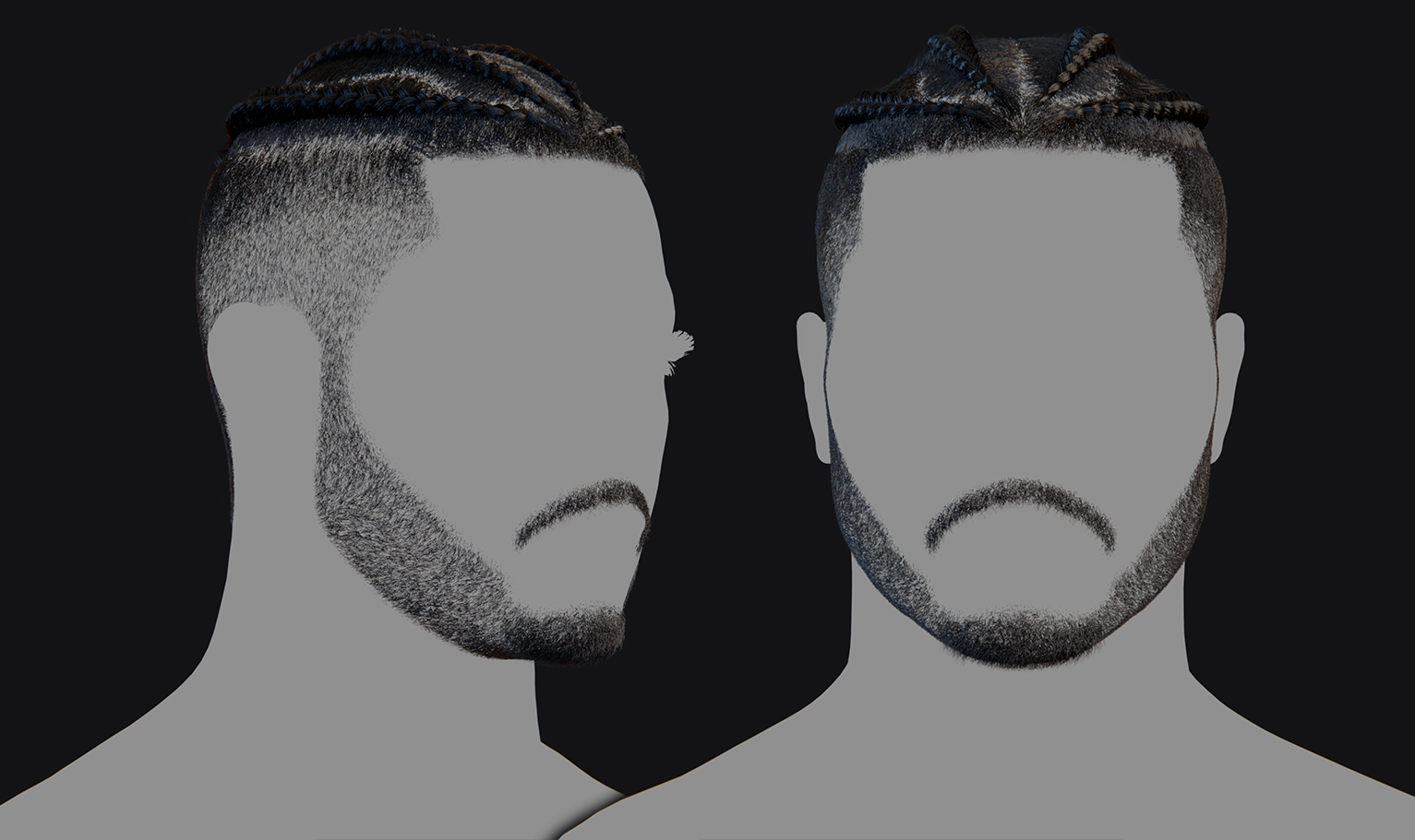 PixelHair ready-made 3D hairstyle of lewis hamilton Braids in Blender