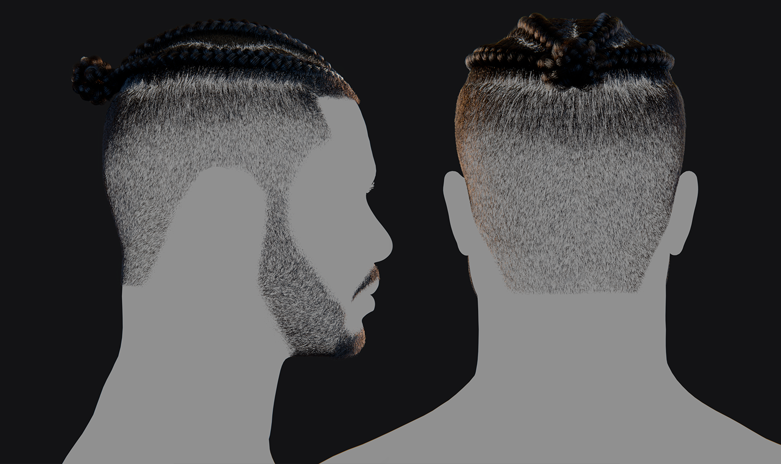 PixelHair ready-made 3D hairstyle of lewis hamilton Braids in Blender