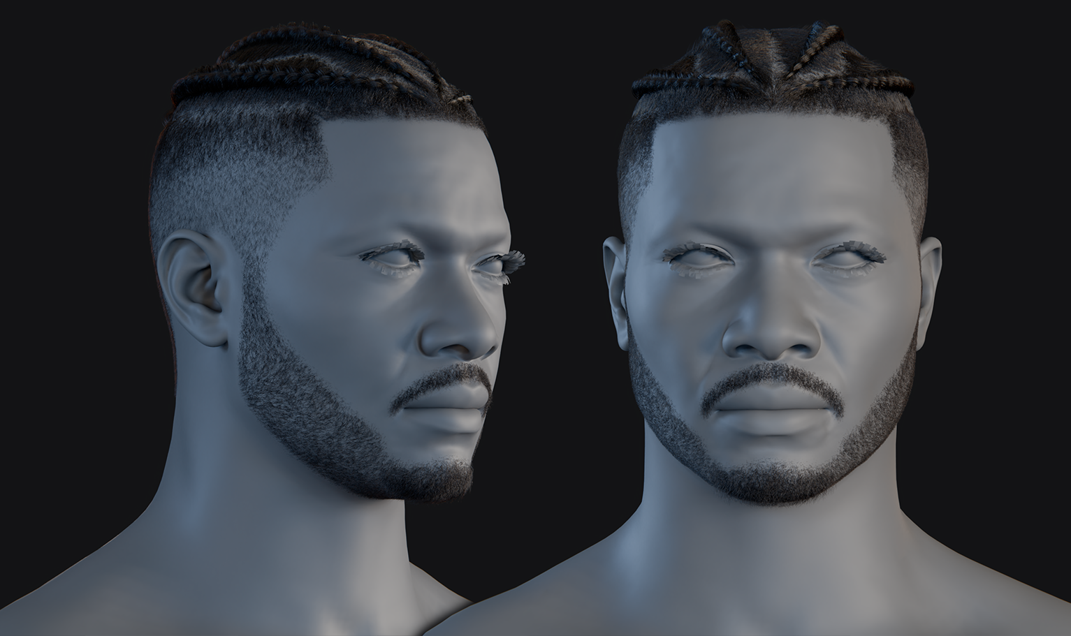 PixelHair ready-made 3D hairstyle of lewis hamilton Braids in Blender