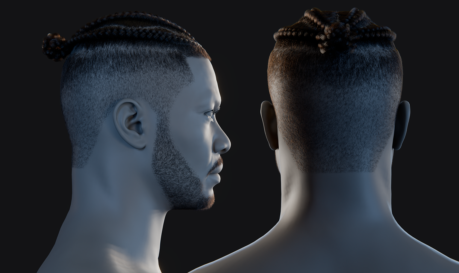 PixelHair ready-made 3D hairstyle of lewis hamilton Braids in Blender