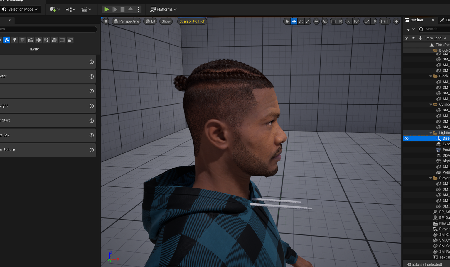 PixelHair ready-made 3D braids Hairstyle of lewis hamilton on a metahuman in Unreal Engine