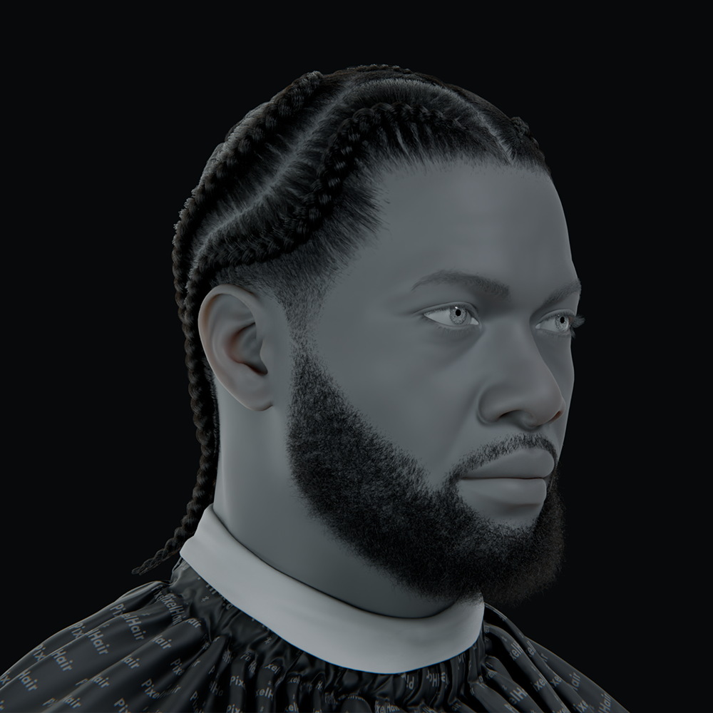 Pixelhair ready-made chrome heart cross braids 3d hairstyle in blender using hair particle system