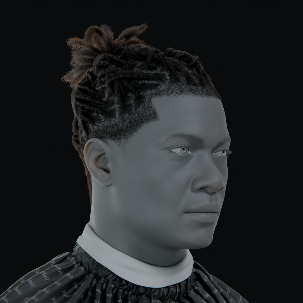 Pixelhair ready-made lil baby dreads woven knots 3d hairstyle in blender using hair particle system