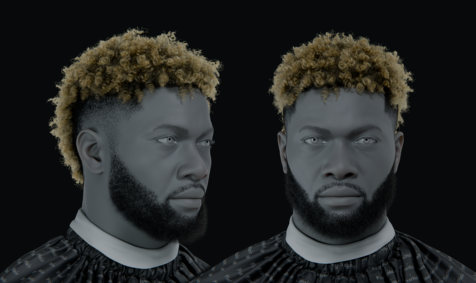 PixelHair ready-made 3D curly mohawk afro Hairstyle of Odell Beckham Jr in Blender