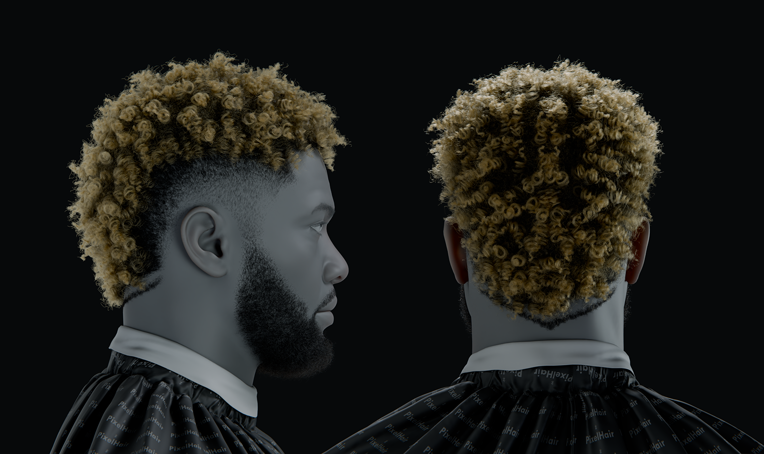 PixelHair ready-made 3D curly mohawk afro Hairstyle of Odell Beckham Jr in Blender