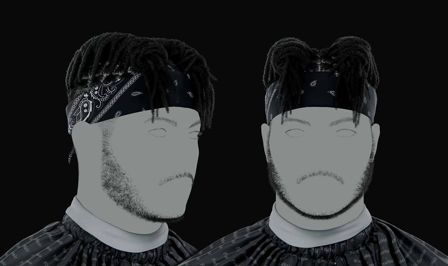 PixelHair ready-made 3D KSI fade dreads hairstyle in Blender using hair particle system