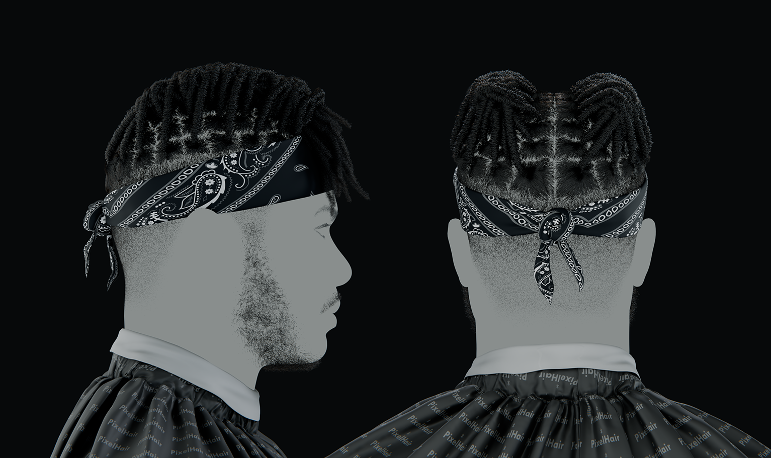 PixelHair ready-made 3D KSI fade dreads hairstyle in Blender using hair particle system