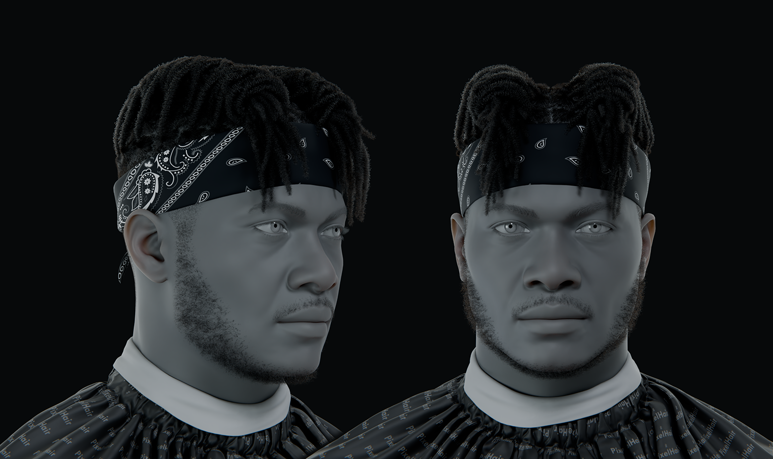 PixelHair ready-made 3D KSI fade dreads hairstyle in Blender using hair particle system