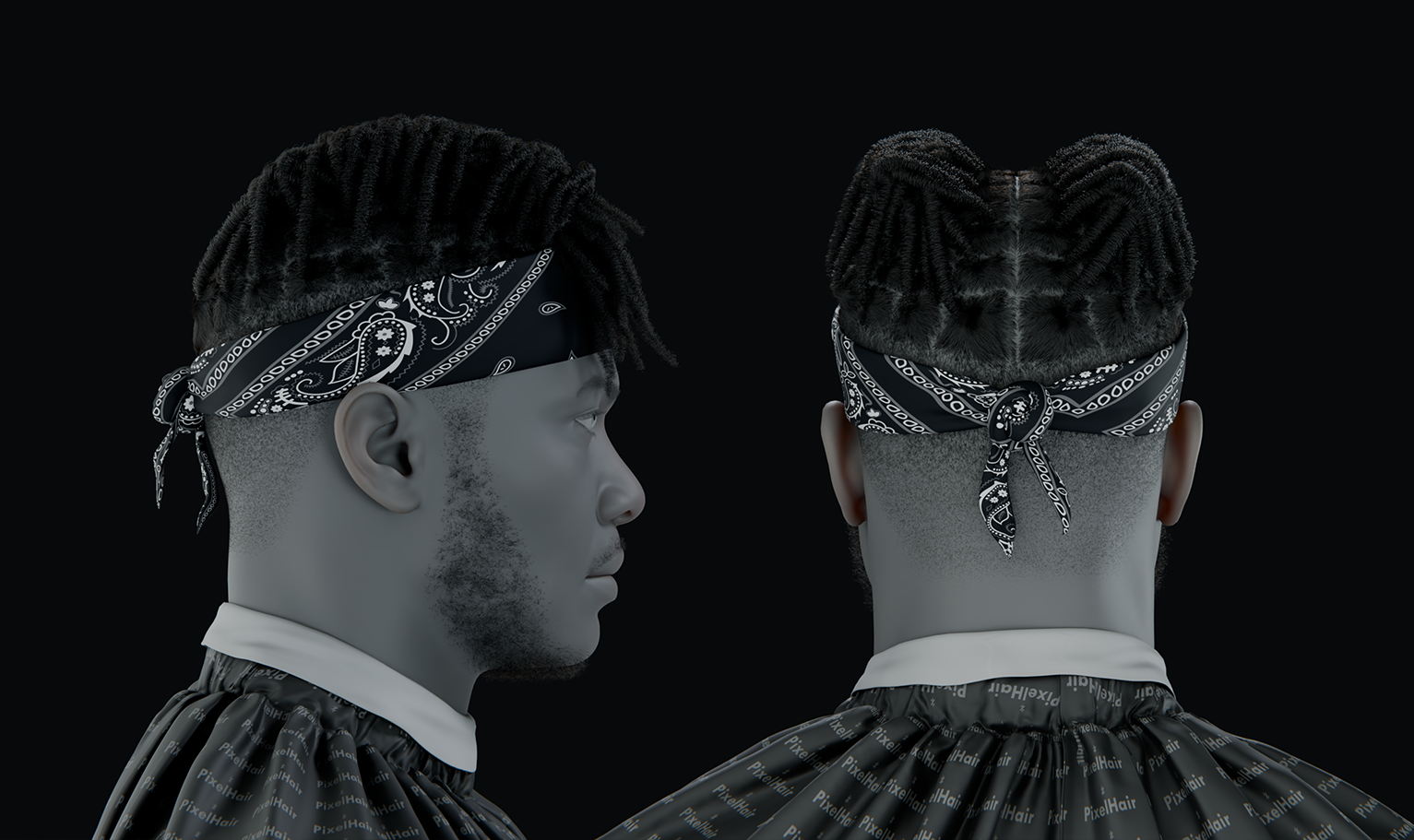 PixelHair ready-made 3D KSI fade dreads hairstyle in Blender using hair particle system