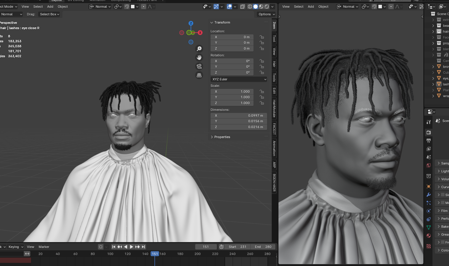 PixelHair ready-made iconic Juice Wrld dreads 3D hairstyle in Blender using hair particle system