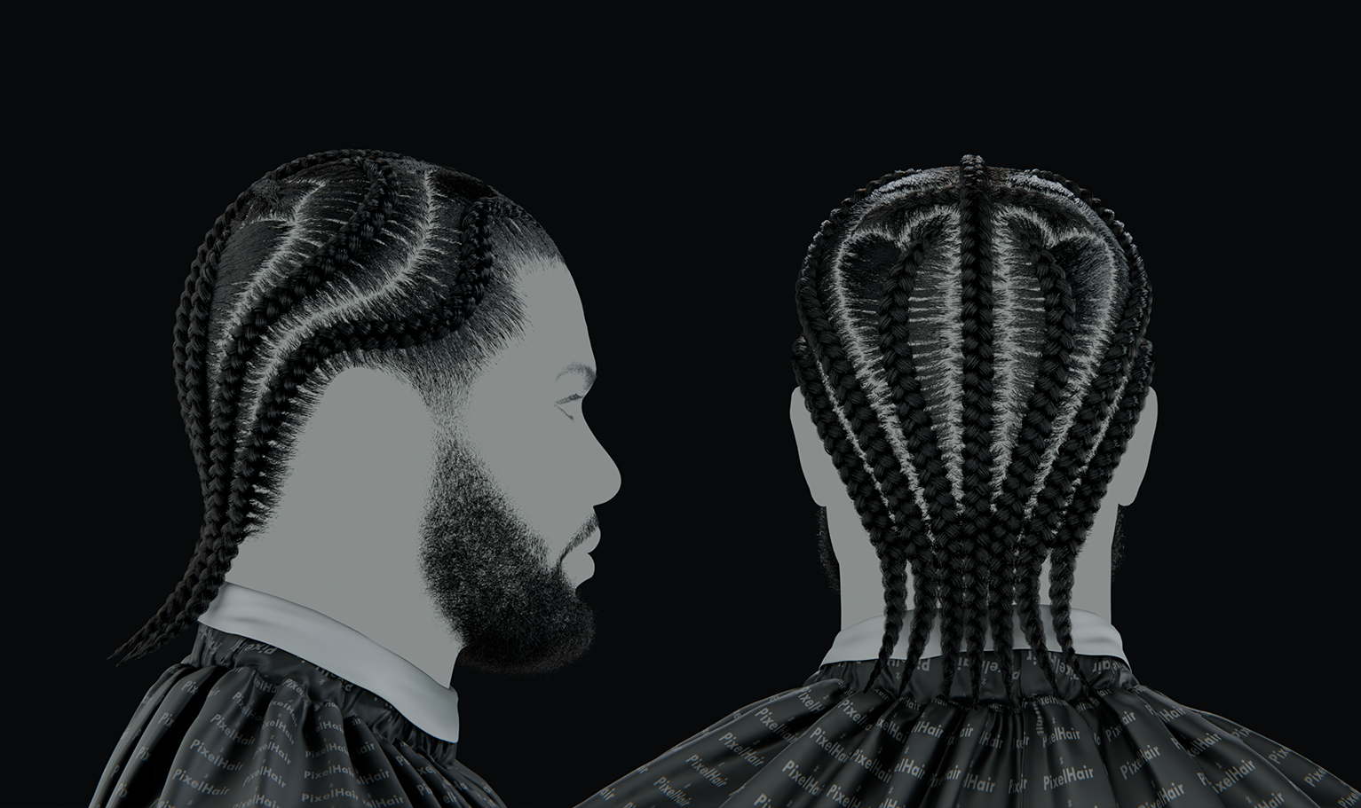 PixelHair ready-made chrome heart cross braids 3D hairstyle in Blender using hair particle system