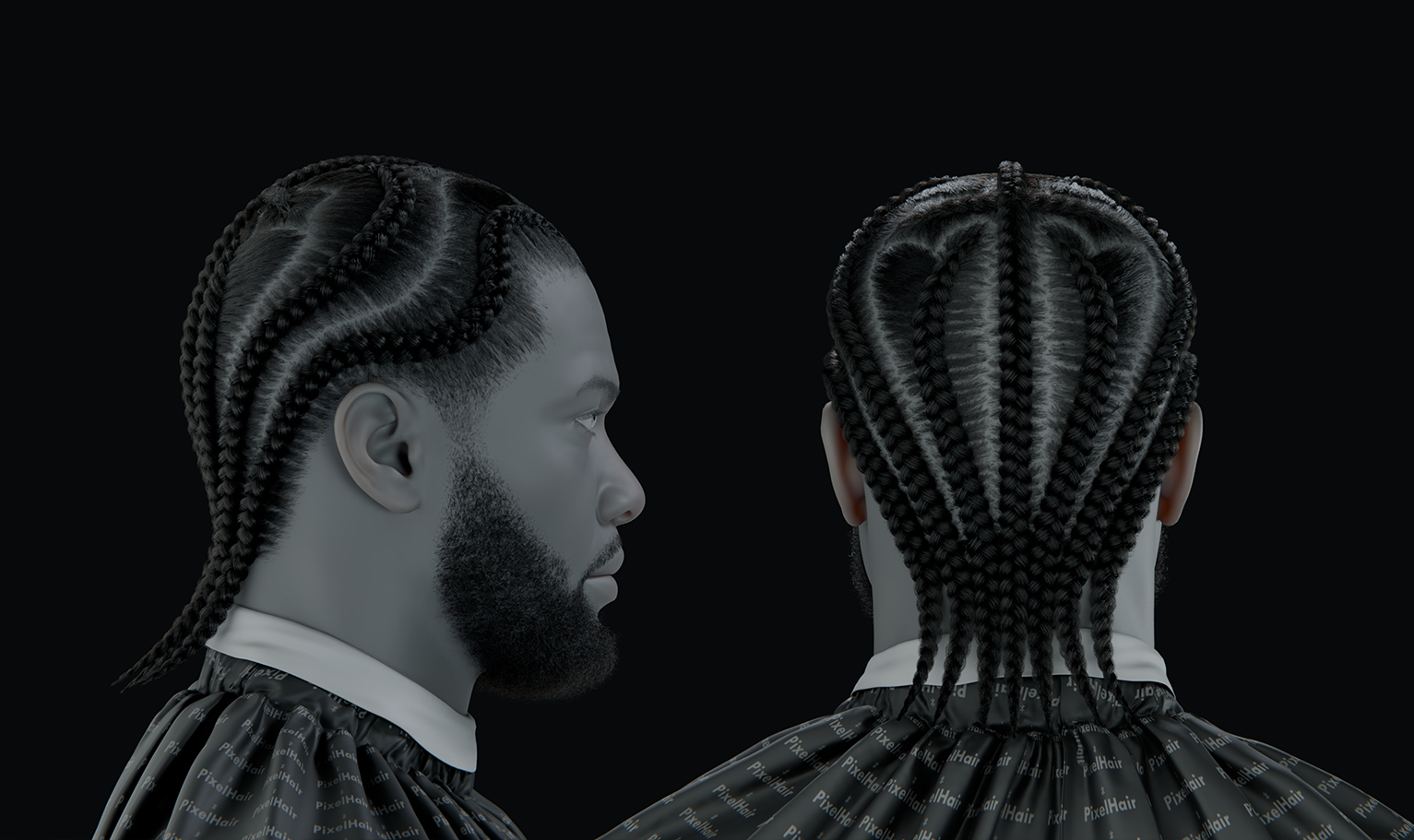 PixelHair ready-made chrome heart cross braids 3D hairstyle in Blender using hair particle system