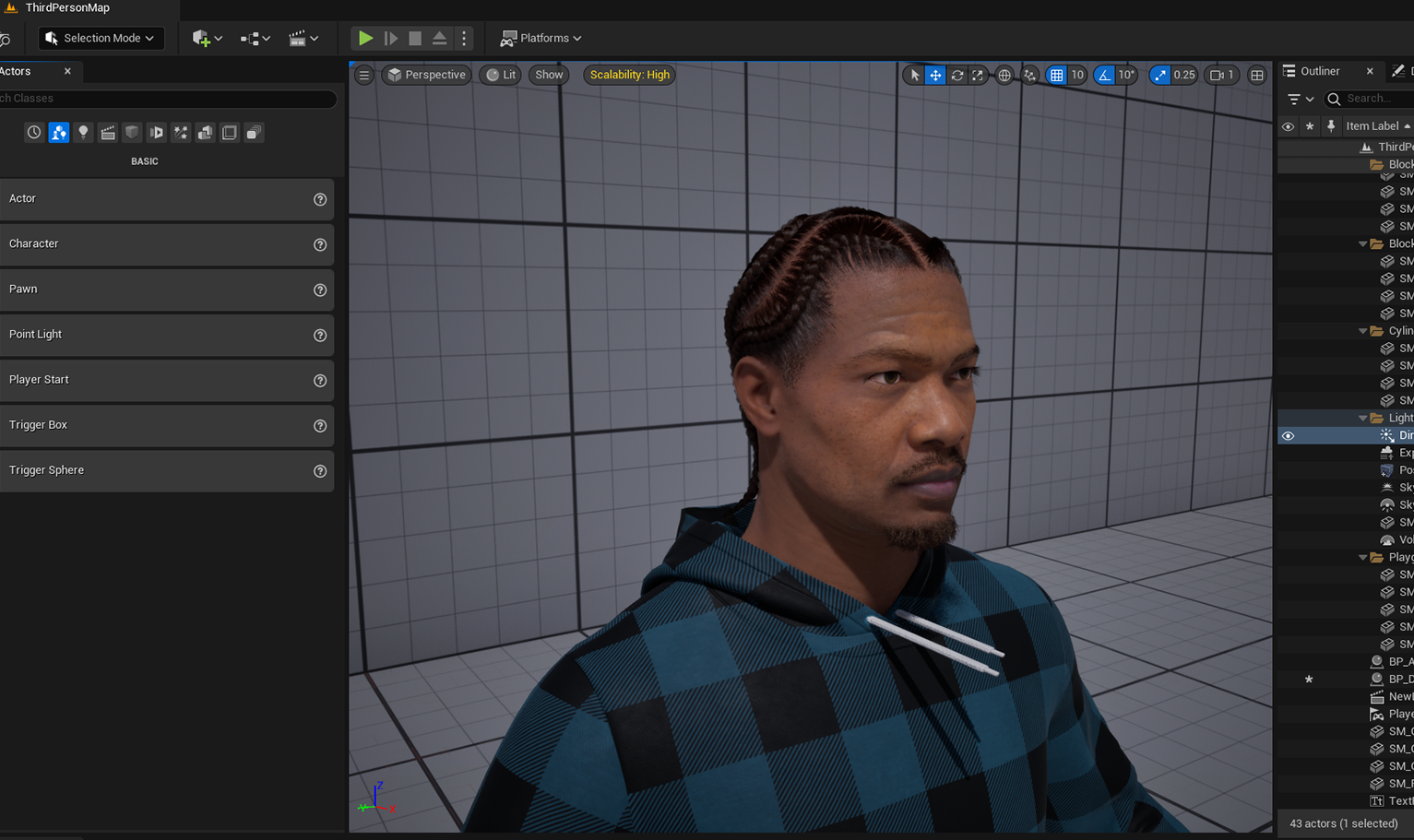 PixelHair ready-made chrome heart cross braids hairstyle on a metahuman in Unreal Engine 5